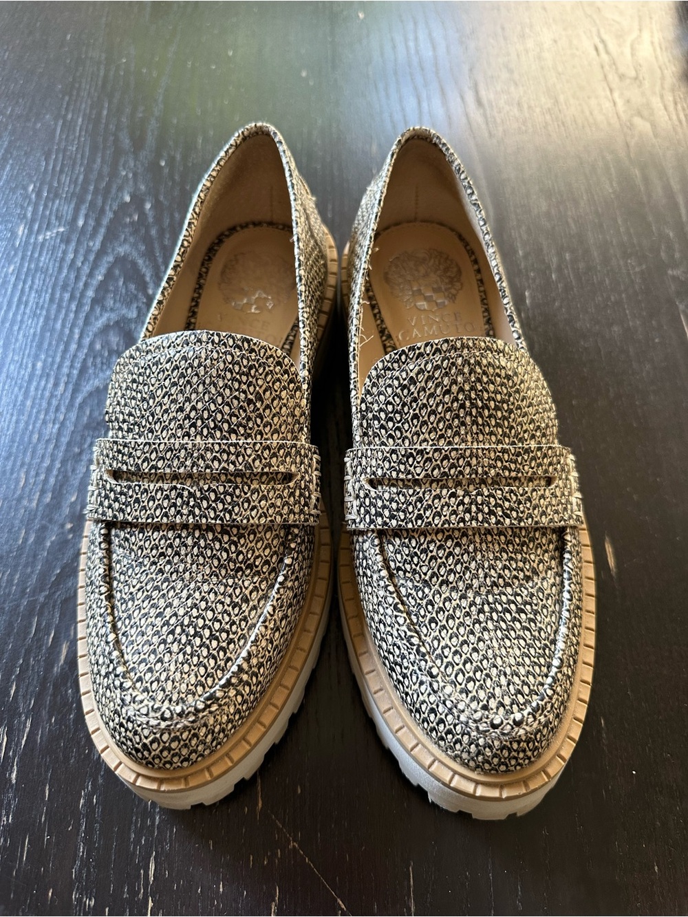 Vince Camuto Snakeskin Embossed Penny Loafers